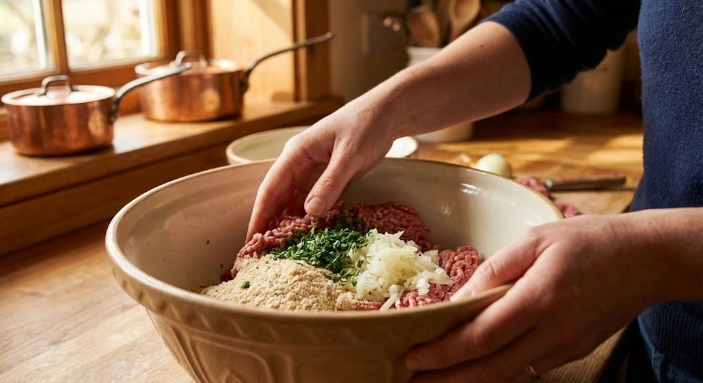 mixing-homemade-meatloaf-mixture