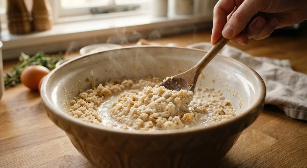 panade method with breadcrumbs and milk for moist meatloaf